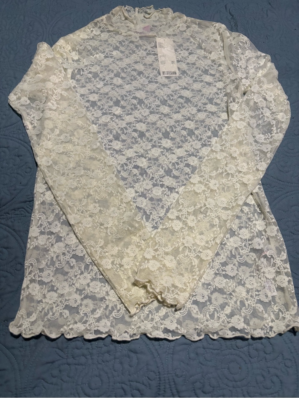 Urban Outfitters Cream Lace Long Sleeve Top